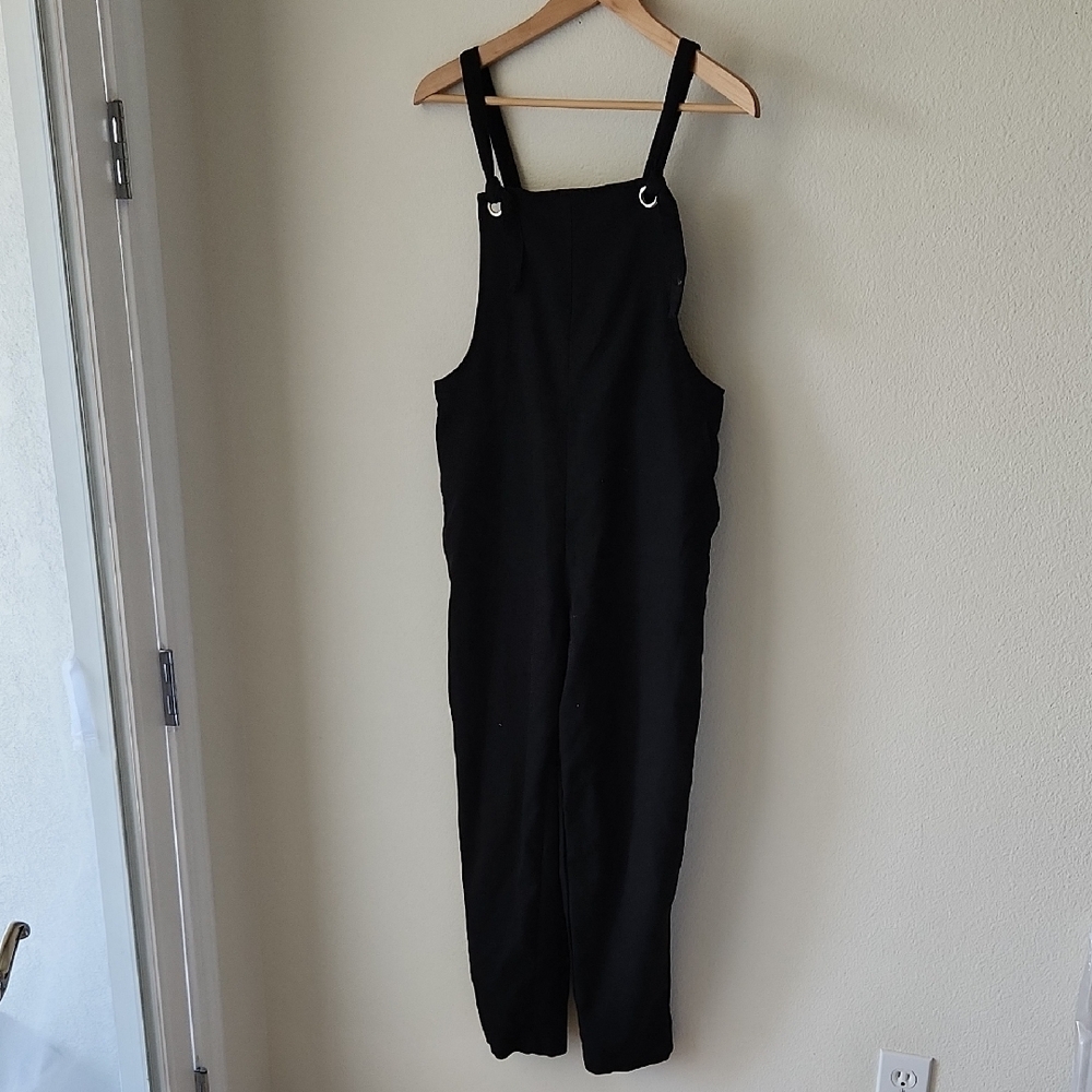 H&M Divided Black Overalls Sz 4 Tie Straps Cotton Blend Casual Weekend Wear Boho